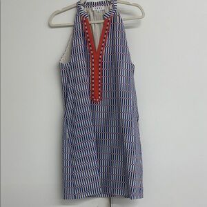 Blue and orange Geometric Halter Dress